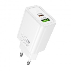 Блок питания Hoco N61 Gentle PD20W+QC3.0 (1USB-A/1C) White