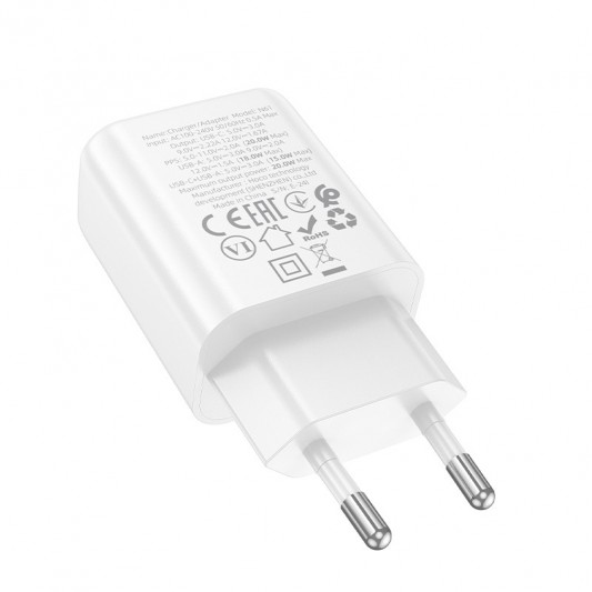 СЗУ Hoco N61 Gentle PD20W+QC3.0 (1USB-A/1C) + кабель Type-C to Lightning White - изображение 4