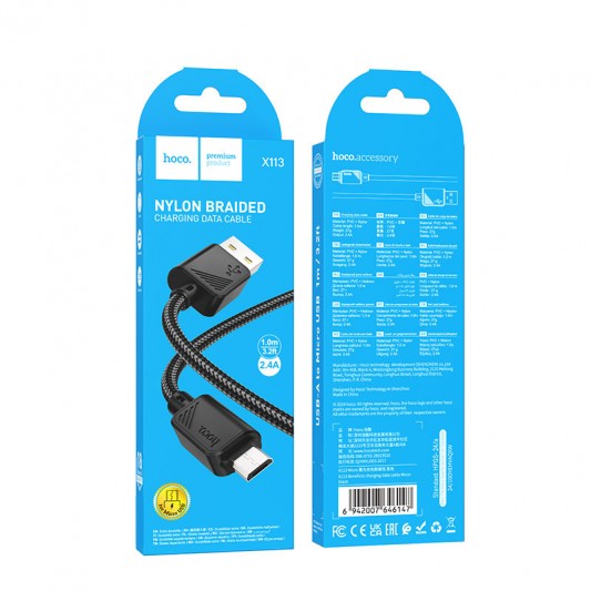 Дата кабель Hoco X113 Beneficio USB to MicroUSB (1m) Black - зображення 3 