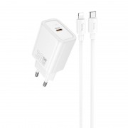 Блок питания Hoco N62 Gentle PD30W (1USB-C) + кабель Type-C to Lightning White