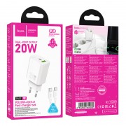 СЗУ Hoco N62 Gentle PD30W (1USB-C) + кабель Type-C to Lightning White