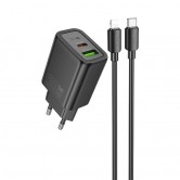 МЗП Hoco N63 Gentle PD30W+QC3.0 (1USB-A/1C) + кабель Type-C to Lightning Black МЗП Hoco N63 Gentle PD30W+QC3.0 (1USB-A/1C) + кабель Type-C to Lightning Black