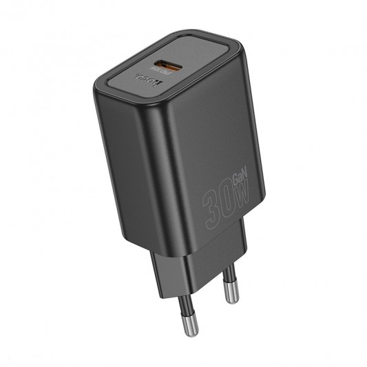 МЗП Hoco N63 Gentle PD30W+QC3.0 (1USB-A/1C) + кабель Type-C to Lightning Black - зображення 3 