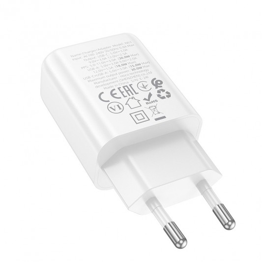СЗУ Hoco N63 Gentle PD30W+QC3.0 (1USB-A/1C) + кабель Type-C to Lightning White - изображение 6