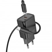 МЗП Hoco N62 Gentle PD30W (1USB-C) + кабель Type-C to Type-C Black