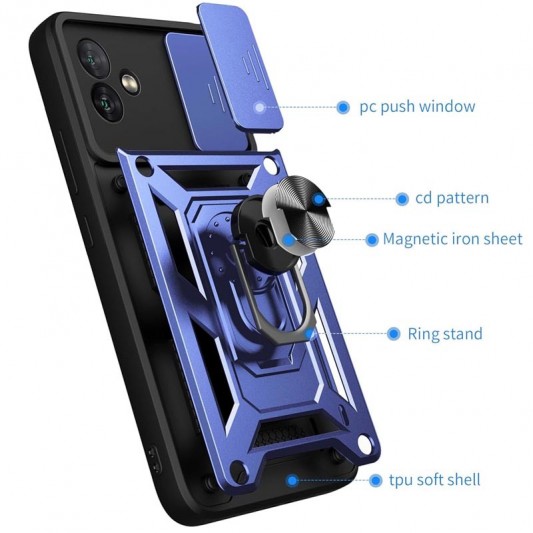 Ударопрочный чехол Camshield Serge Ring для Samsung Galaxy A04 Синий - изображение 5