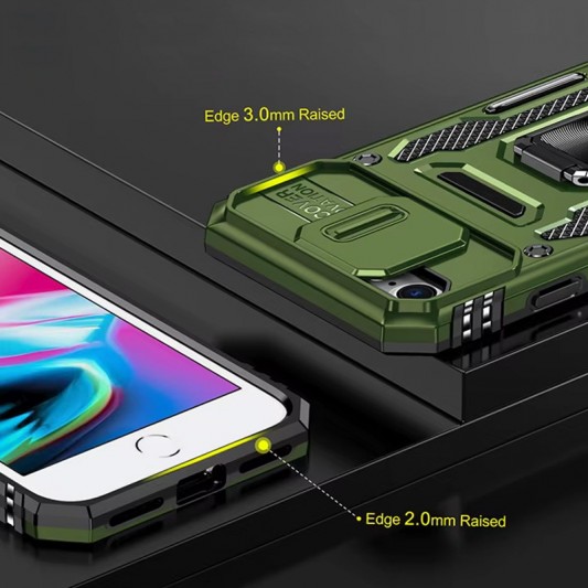 Ударопрочный чехол Camshield Army Ring для Apple iPhone 7 / 8 / SE (2020) (4.7") Оливковый / Army Green - изображение 2