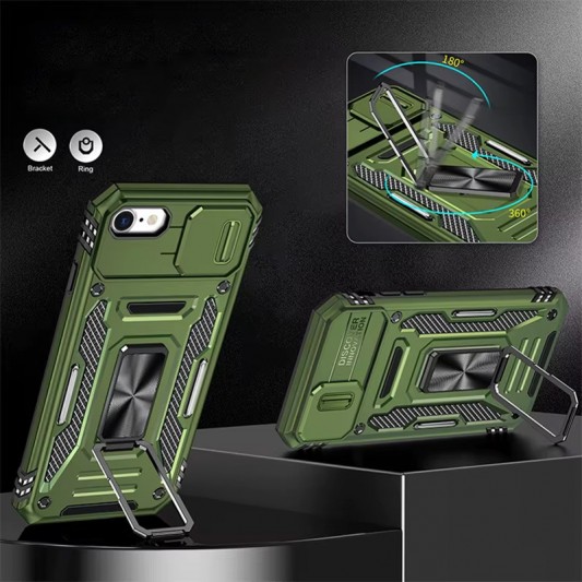 Ударопрочный чехол Camshield Army Ring для Apple iPhone 7 / 8 / SE (2020) (4.7") Оливковый / Army Green - изображение 3