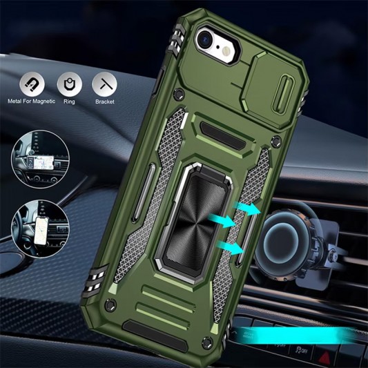 Ударопрочный чехол Camshield Army Ring для Apple iPhone 7 / 8 / SE (2020) (4.7") Оливковый / Army Green - изображение 4