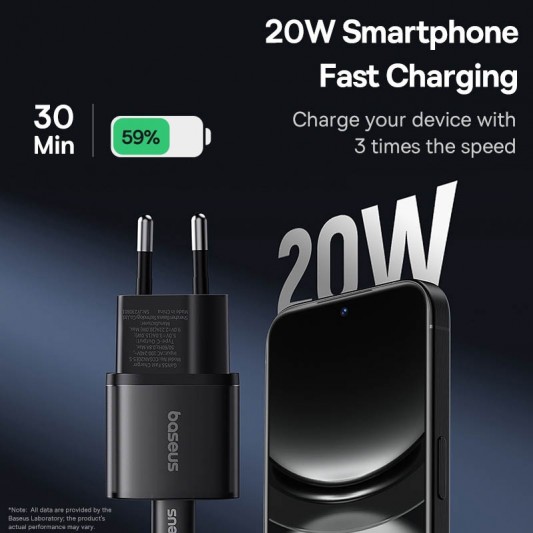 СЗУ Baseus GaN5S OS 20W (1USB-C) (P10162503) Cluster Black - изображение 3