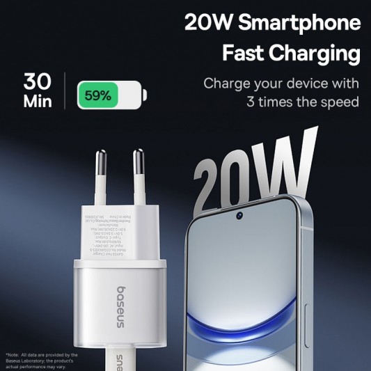СЗУ Baseus GaN5S OS 20W (1USB-C) (P10162503) Moon White - изображение 2