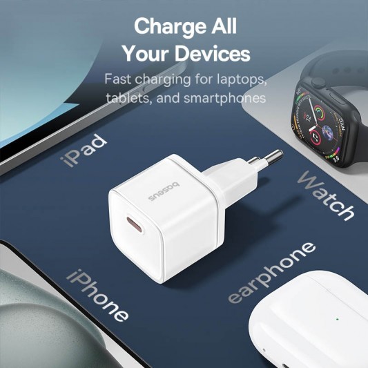 СЗУ Baseus GaN5S OS 20W (1USB-C) (P10162503) Moon White - изображение 3