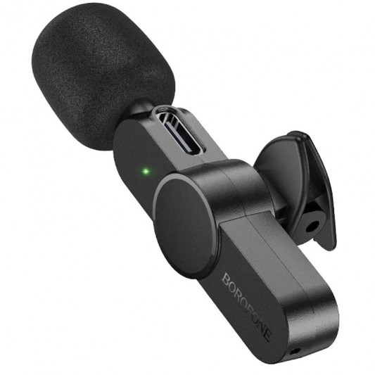 Петличний бездротовий мікрофон Borofone BFK12 Trophy lavalier Lightning Black - зображення 6 