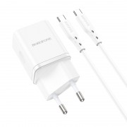 СЗУ Borofone BN7 PD20W+QC3.0 (1USB-A/1C) + кабель Type-C to Type-C White