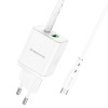Блок питания Borofone BN7 PD20W+QC3.0 (1USB-A/1C) + кабель Type-C to Type-C White
