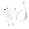 Блок питания Borofone BN7 PD20W+QC3.0 (1USB-A/1C) + кабель Type-C to Type-C White