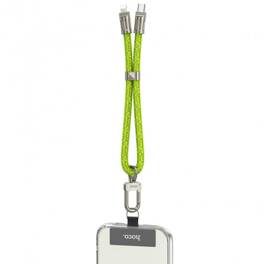 Дата кабель-шнурок Hoco GH5 Elegant Type-C to Lightning (0.21m) Fluorescent Green - зображення 2 