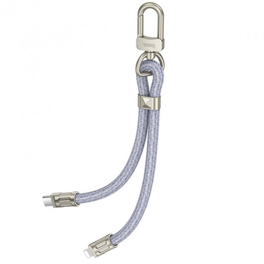 Дата кабель-шнурок Hoco GH5 Elegant Type-C to Lightning (0.21m) Denim Blue - зображення 2 