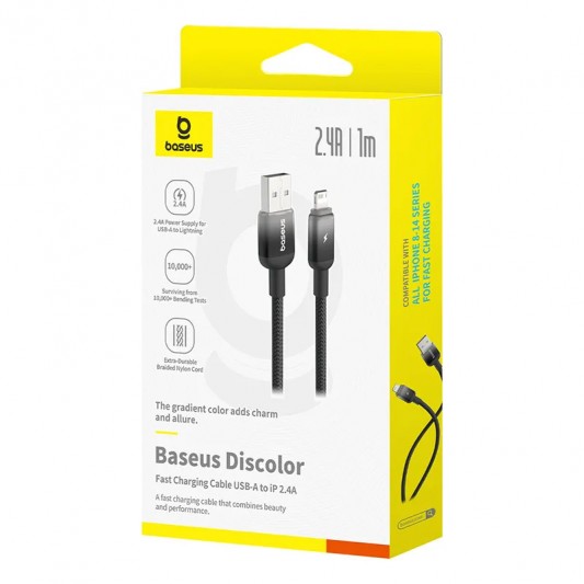 Дата кабель Baseus Discolor Series Fast Charging USB to Lightning 2.4A (1m) (P10374900) Cluster Black - зображення 3 