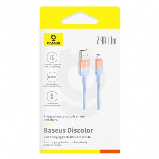 Дата кабель Baseus Discolor Series Fast Charging USB to Lightning 2.4A (1m) (P10374900) Galaxy Blue - зображення 7 