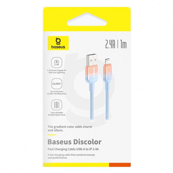Дата кабель Baseus Discolor Series Fast Charging USB to Lightning 2.4A (1m) (P10374900) Galaxy Blue