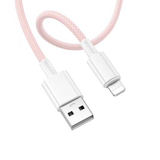 Дата кабель Borofone BX117 Source USB to Lightning 2.4A (1m) Pink - изображение 1