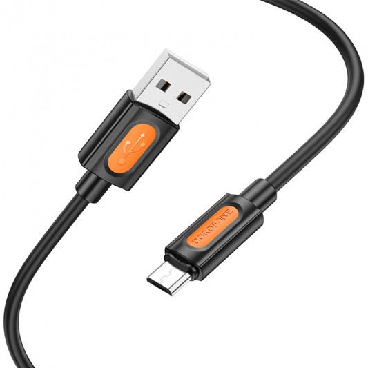 Дата кабель Borofone BX114 Structure USB to MicroUSB 2.4A (1m) Black - зображення 2 