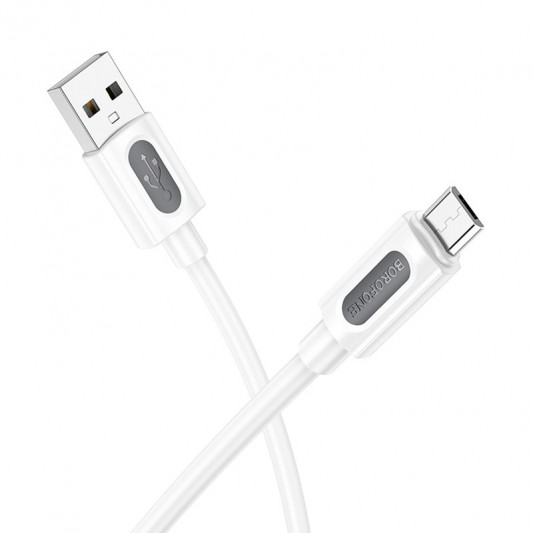 Дата кабель Borofone BX114 Structure USB to MicroUSB 2.4A (1m) White - зображення 1 