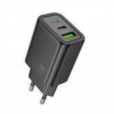 Блок живлення Hoco N63 Gentle PD30W+QC3.0 (1USB-A/1C) Black Блок живлення Hoco N63 Gentle PD30W+QC3.0 (1USB-A/1C) Black