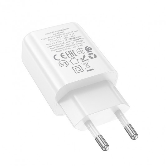 СЗУ Hoco N60 Gentle PD20W (1USB-C) + кабель Type-C to Lightning White - изображение 3