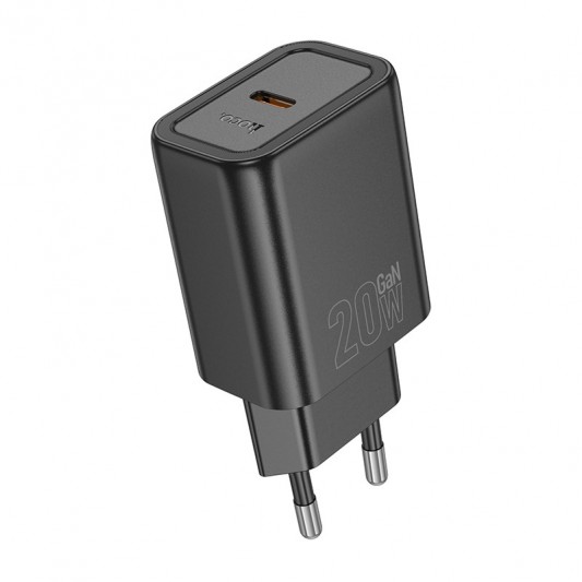 СЗУ Hoco N60 Gentle PD20W (1USB-C) + кабель Type-C to Lightning Black - изображение 1