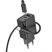 СЗУ Hoco N63 Gentle PD30W+QC3.0 (1USB-A/1C) + кабель Type-C to Type-C Black