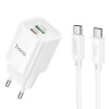 Блок живлення Hoco C149A Charm PD30W+QC3.0 (1USB-A/1C) + кабель Type-C to Type-C White