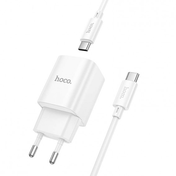 Блок живлення Hoco C149A Charm PD30W+QC3.0 (1USB-A/1C) + кабель Type-C to Type-C White