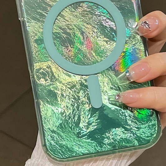 Чехол TPU Shiny Mountain (MagFit) для Apple iPhone 16e (6.1") Green - изображение 1