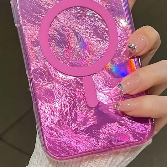 Чехол TPU Shiny Mountain (MagFit) для Apple iPhone 16e (6.1") Pink - изображение 1