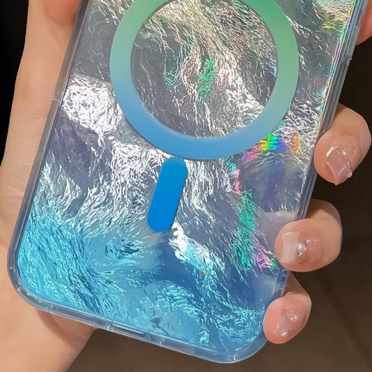 Чехол TPU Shiny Mountain (MagFit) для Apple iPhone 16e (6.1") Green / Blue - изображение 1
