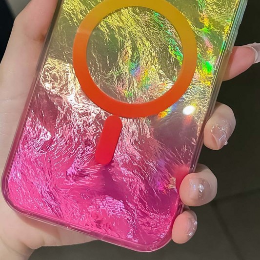 Чехол TPU Shiny Mountain (MagFit) для Apple iPhone 16e (6.1") Yellow / Pink - изображение 1