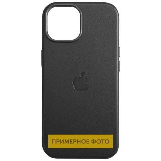 Кожаный чехол Leather Case (AAA) with MagSafe and Animation для Apple iPhone 16 (6.1") Black