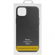 Кожаный чехол Leather Case (AAA) with MagSafe and Animation для Apple iPhone 16 (6.1") Black