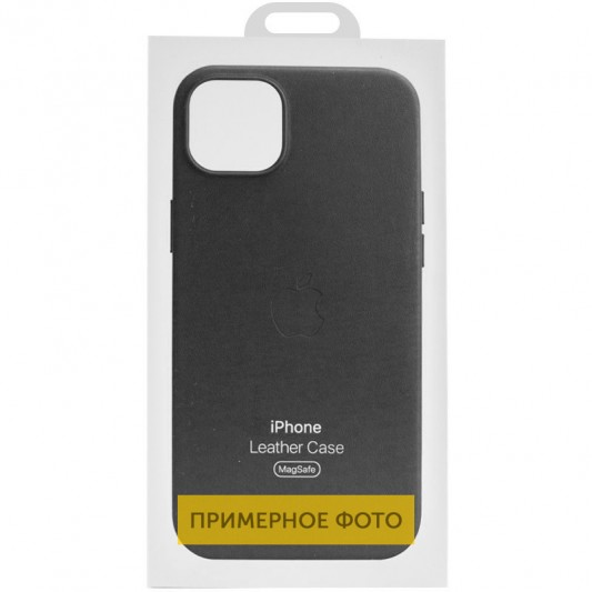 Кожаный чехол Leather Case (AAA) with MagSafe and Animation для Apple iPhone 16 (6.1") Black - изображение 3