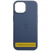 Кожаный чехол Leather Case (AAA) with MagSafe and Animation для Apple iPhone 16 (6.1") Blue