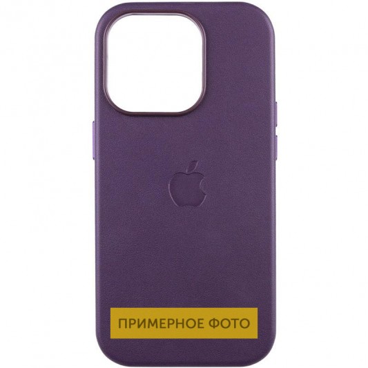 Кожаный чехол Leather Case (AAA) with MagSafe and Animation для Apple iPhone 16 (6.1") Dark Purple