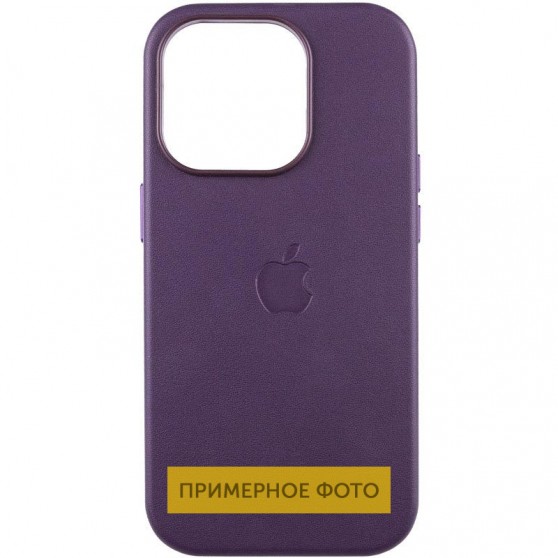 Кожаный чехол Leather Case (AAA) with MagSafe and Animation для Apple iPhone 16 (6.1") Dark Purple