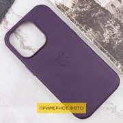 Кожаный чехол Leather Case (AAA) with MagSafe and Animation для Apple iPhone 16 (6.1") Dark Purple