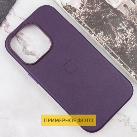 Кожаный чехол Leather Case (AAA) with MagSafe and Animation для Apple iPhone 16 (6.1") Dark Purple - изображение 1