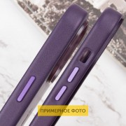 Кожаный чехол Leather Case (AAA) with MagSafe and Animation для Apple iPhone 16 (6.1") Dark Purple