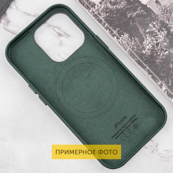Шкіряний чохол Leather Case (AAA) with MagSafe and Animation для Apple iPhone 16 (6.1") Green