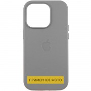 Кожаный чехол Leather Case (AAA) with MagSafe and Animation для Apple iPhone 16 (6.1") Light Gray