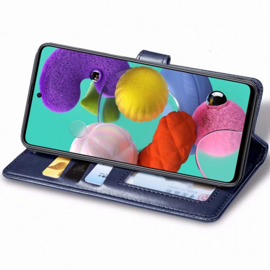 Шкіряний чохол-книжка GETMAN Gallant (PU) для Samsung Galaxy A51 Синій - зображення 2 